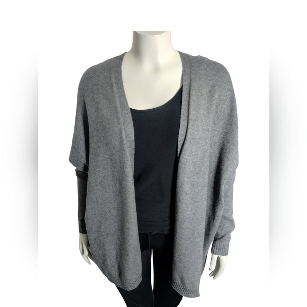 Belldini‎ Women's L Gray Dolman Sleeve Long Cardigan Lagenlook Boho Minimalist